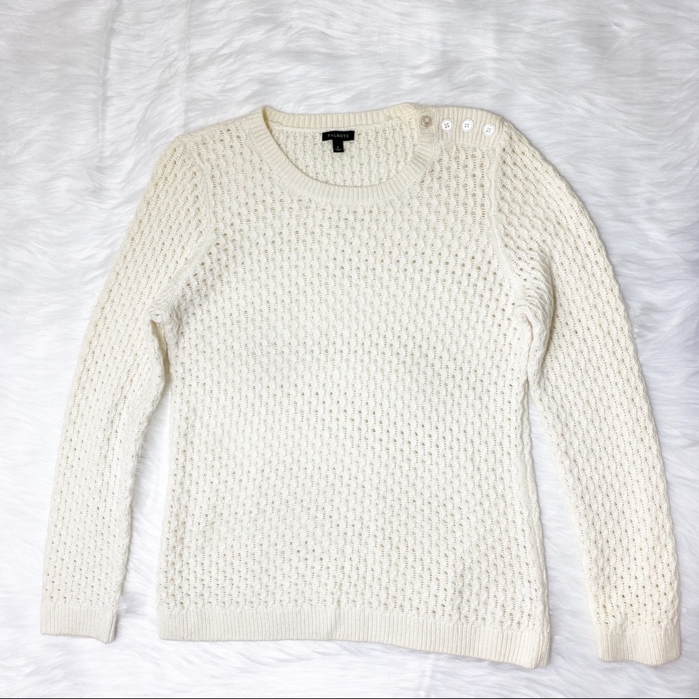 ↓$30 Talbots Eyelet White Sweater Size L